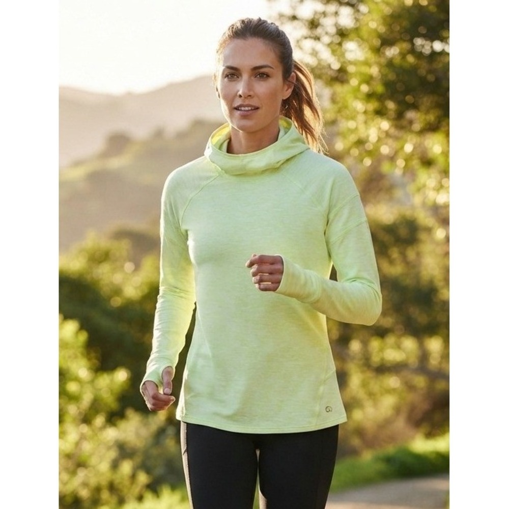 GapFit Hoodie Pullover Women's S Neon Lime Green Space Dye Athletic Activewear